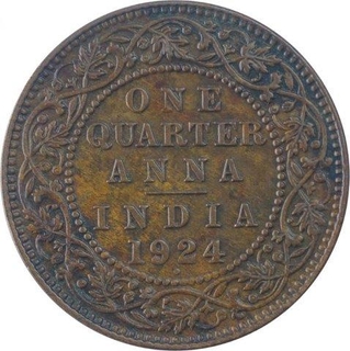 Copper Quarter Anna Coin of King George V of Bombay Mint of 1924.