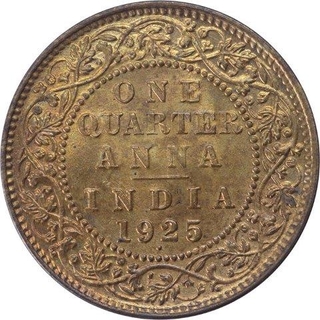 Copper One Quarter Anna Coin of King George V of Bombay Mint of 1925.