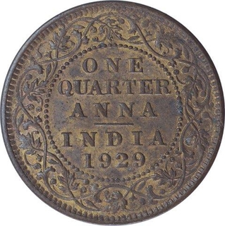 Copper One Quarter Anna Coin of King George V of Calcutta Mint of 1929.