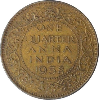 Bronze One Quarter Anna Coin of George VI of Bombay Mint of 1938.