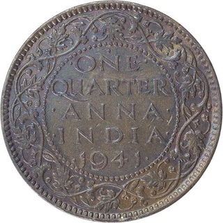 Bronze One Quarter Anna Coin of King George VI of Bombay Mint of 1941.