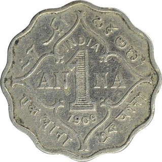 Copper Nickel One Anna Coin of King Edward VII of Bombay Mint of 1909.