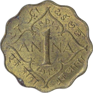 Nickle Brass One Anna Coin of King George VI of Calcutta Mint of 1942.