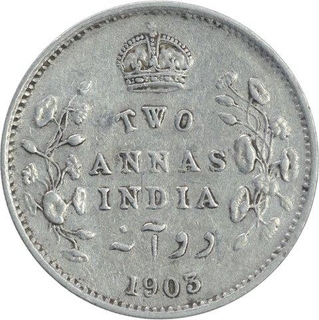 Silver Two Annas Coin of King Edward VII of Calcutta Mint of 1903.