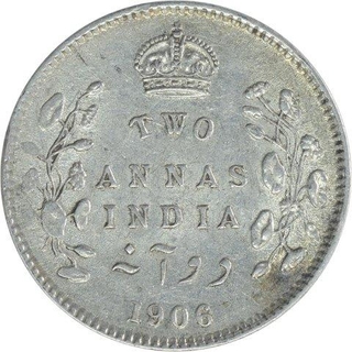 Silver Two Annas Coin of King Edward VII of Calcutta Mint of 1906.