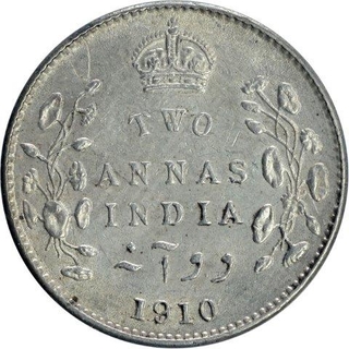 Silver Two Annas Coin of King Edward VII of Bombay Mint of 1910.