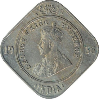 Copper Nickel Two Annas Coin of King George V of Bombay Mint of 1936.