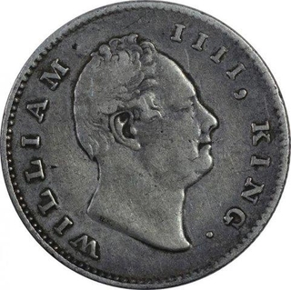 Silver Half Rupee Coin of King William IIII  of Calcutta Mint of 1835.