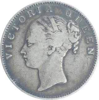 Silver One Rupee Coin of Victoria Queen of Bombay Mint of 1840.