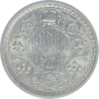 Silver One Rupee Coin of King George VI of Bombay Mint of 1942.