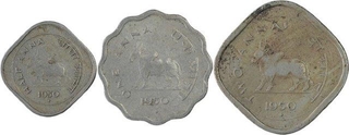 Cupro Nickel Half Anna & One Anna & Two Anna Coins of Bombay Mint of Republic India.