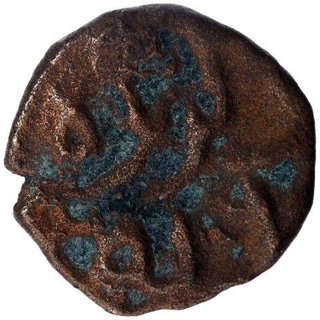 Copper Half Paisa Coin of Fakhr ud din Mubarak Shah of Madura Sultanate.