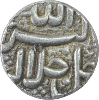 Silver One Rupee Coin of Akbar of Ahmadabad Mint of Month Tir.