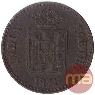 Copper Ten Reis Coin of Luiz I of Indo Portuguese.