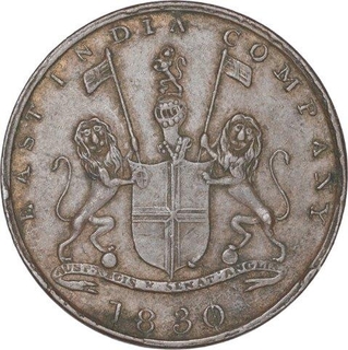 Copper Quarter Anna Coin of Bombay Presidency.