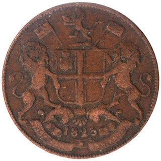 Copper Two Pie Coin of Madras Presidency.