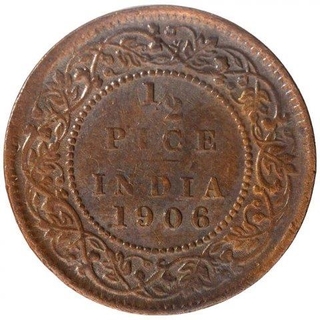 Bronze Half Pice Coin of King Edward VII of Calcutta Mint of 1906.