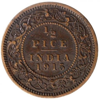 Bronze Half Pice Coin of King George V of Calcutta Mint of 1915.