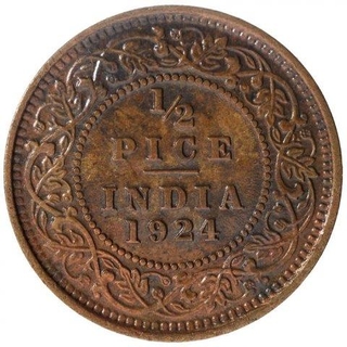 Bronze Half Pice Coin of King George V of Calcutta Mint of 1924.