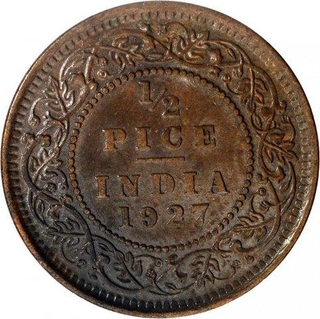 Bronze Half Pice Coin of King George V of Calcutta Mint of 1927.