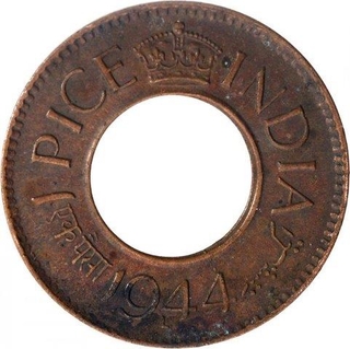 Bronze One Pice Coin of King George VI of Lahore Mint of 1944.