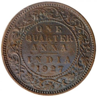 Copper One Quarter Anna Coin of King George V of Calcutta Mint of 1927.