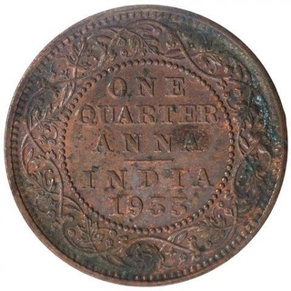 Copper One Quarter Anna Coin of King George V of Calcutta Mint of 1933.