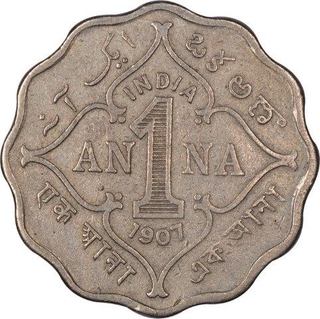 Copper Nickel One Anna Coin of King Edward VII of Bombay Mint of 1907.