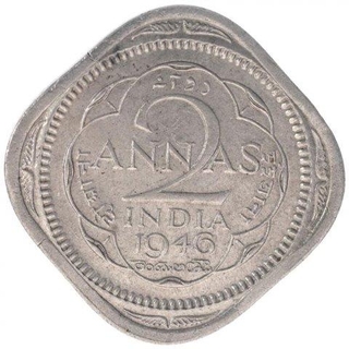 Copper Nickel Two Annas of Coin of King George VI of Calcutta Mint of 1946.