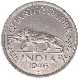 Nickel Quarter Rupee of King George VI of Bombay Mint of 1946.