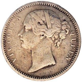 Silver Half Rupee Coin of Victoria Queen of Calcutta  Mint of 1840.