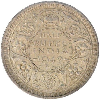 Silver Half Rupee Coin of King George VI of Bombay Mint of 1942.