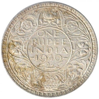 Silver One Rupee Coin of King George VI of Bombay Mint of 1940.