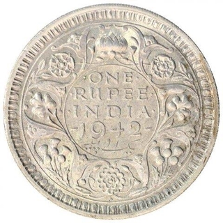 Silver One Rupee Coin of King George VI Bombay Mint of 1942.