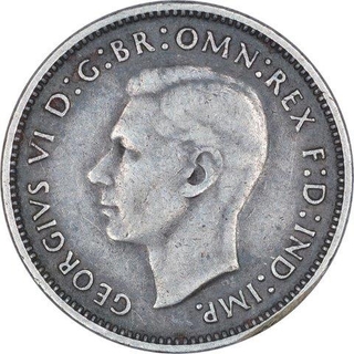 Silver Six Pence Coin of King George VI of Australia.