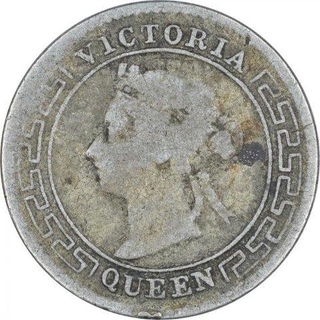 Silver Ten Cent Coin of Queen Victoria of Ceylon.