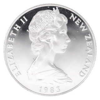 Silver Proof Dollar Coin of Elizabeth II of New Zealand.