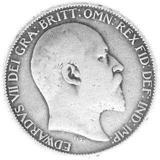 Silver Six Pence Coin of King Edward VII of Great Britain.