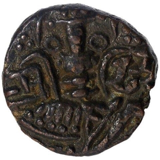 Copper Drachma of Queen Diddha of Loharas of Kashmir.