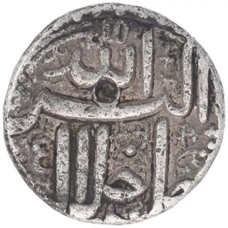 Silver One Rupee Coin of Akbar of Ahmadabad Mint of Month Tir.