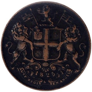 Copper Four Pies Coin of London Mint of Madras Presidency.