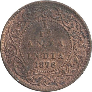 Copper One Twelfth Anna Coin of Victoria Queen of Calcutta Mint of 1876.