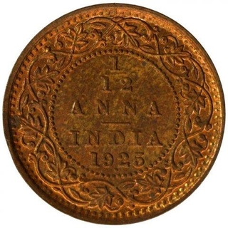 Copper One Twelfth Anna Coin of King George V of Bombay Mint of 1925.