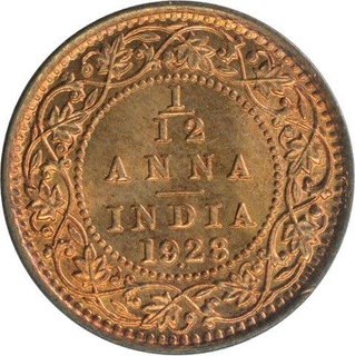 Bronze One Twelfth Anna Coin of King George V of Bombay Mint of 1928.