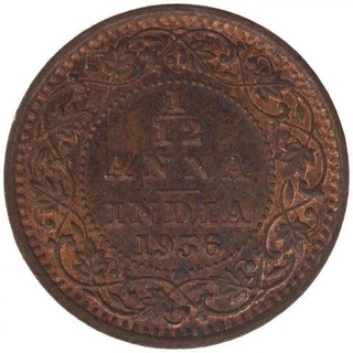 Bronze One Twelfth Anna Coin of King George V of Calcutta Mint of 1936.