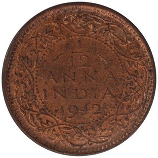 Copper One Twelfth Anna Coin of King George VI of Bombay Mint of 1942.