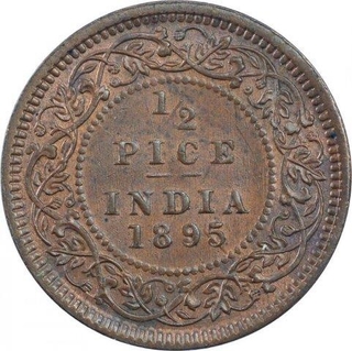 Copper Half Pice Coin of Victoria Empress of Calcutta Mint of 1895.