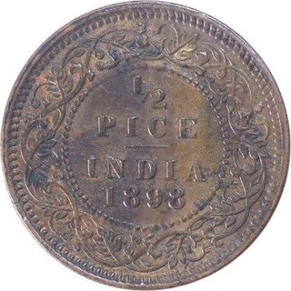 Copper Half Pice Coin of Victoria Empress of Calcutta Mint of 1898.