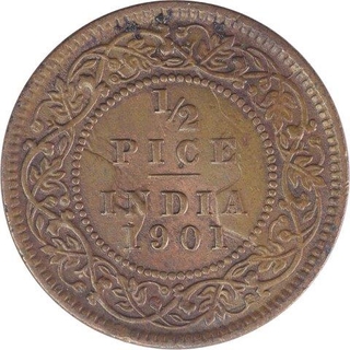 Copper Half Pice Coin of Victoria Empress of Calcutta Mint of 1901. 