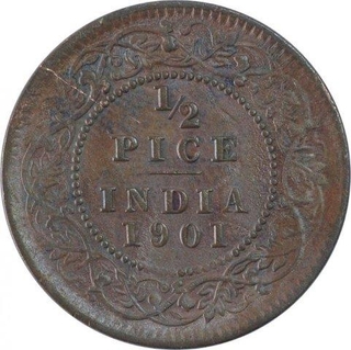 Copper Half Pice Coin of Victoria Empress of 1901.